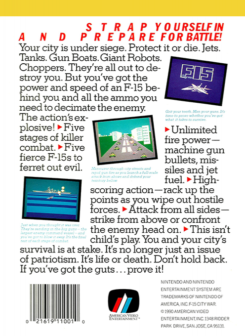 F-15 City War (Homebrew) — Box back